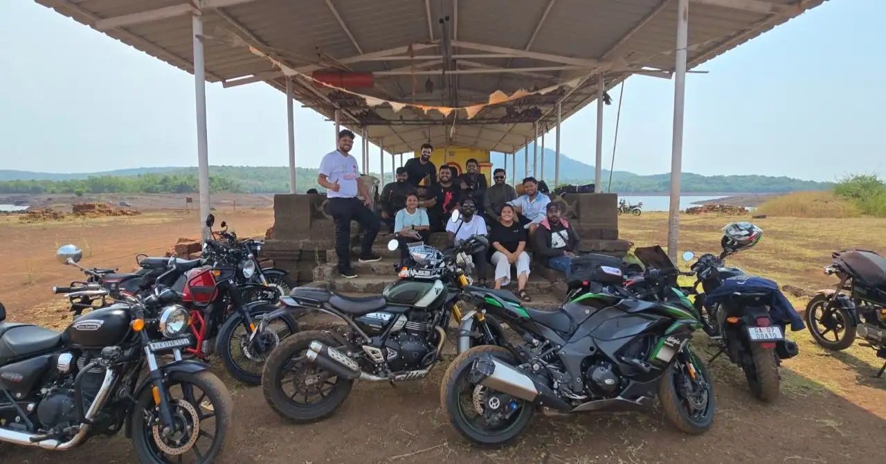 Bike tour group exploring Kurdi, Goa